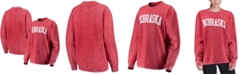 Pressbox Women's Scarlet Nebraska Huskers Comfy Cord Vintage-Like Wash Basic Arch Pullover Sweatshirt
